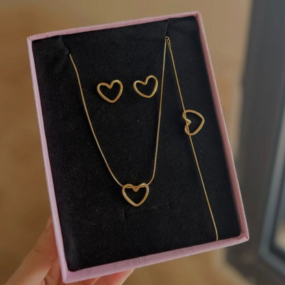 Hollow Heart Necklace Combo Set 🤍✨