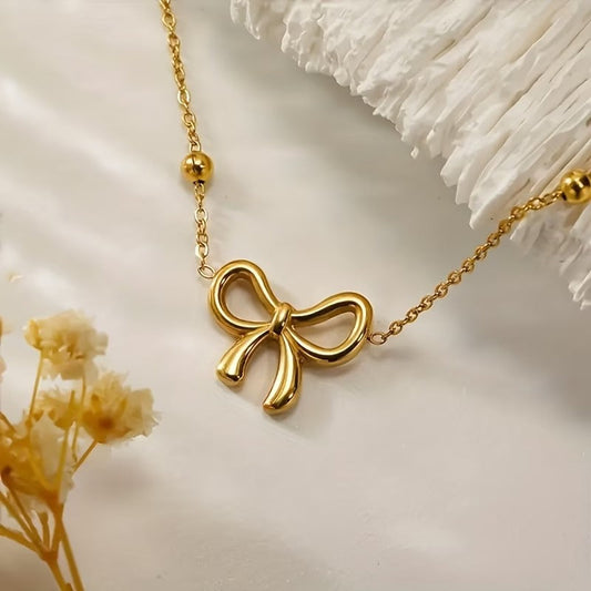 Golden Bow Pendant Necklace🎀✨